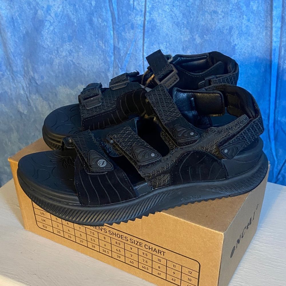 Black Adjustable Strap Sandals sz 9, SL2-129s007